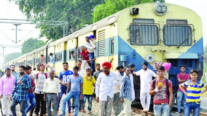 Peoples at Railway Track Peoples at Railway Track