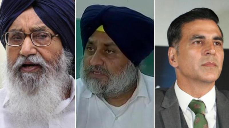 Parkash badal, Sukhbir badal with Akshe kumar Parkash badal, Sukhbir badal with Akshe kumar