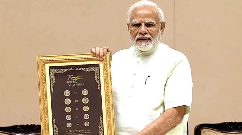 PM Modi launches new series of coins PM Modi launches new series of coins