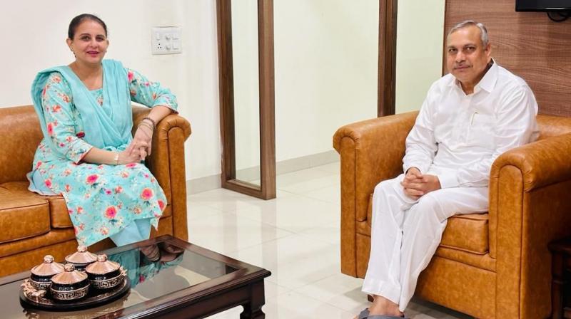 Jai Inder Kaur meets BJP National Vice President Saudan Singh
