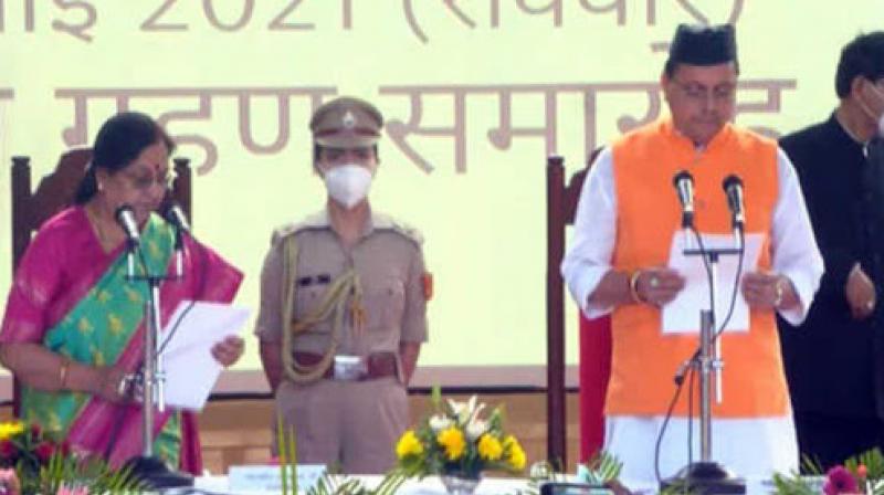Pushkar Dhami sworn as Uttarakhand CM