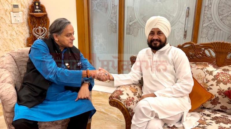 Congress MP Shashi Tharoor met Charanjit Singh Channi Congress MP Shashi Tharoor met Charanjit Singh Channi