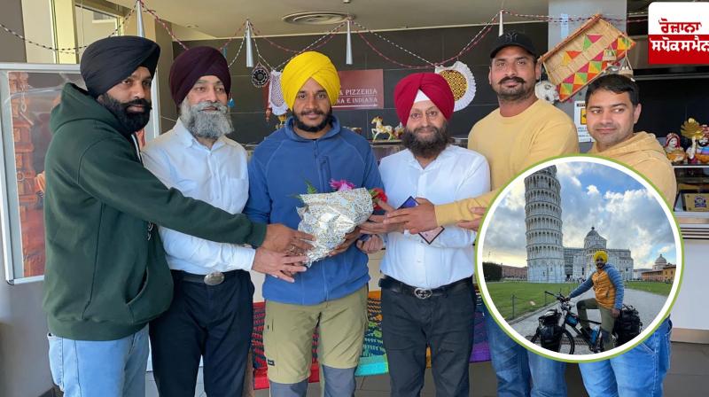 Amritpal Singh Ghuda, Punjabi boy with the steely courage to fly in the sky, is on his first trip to Europe by bicycle