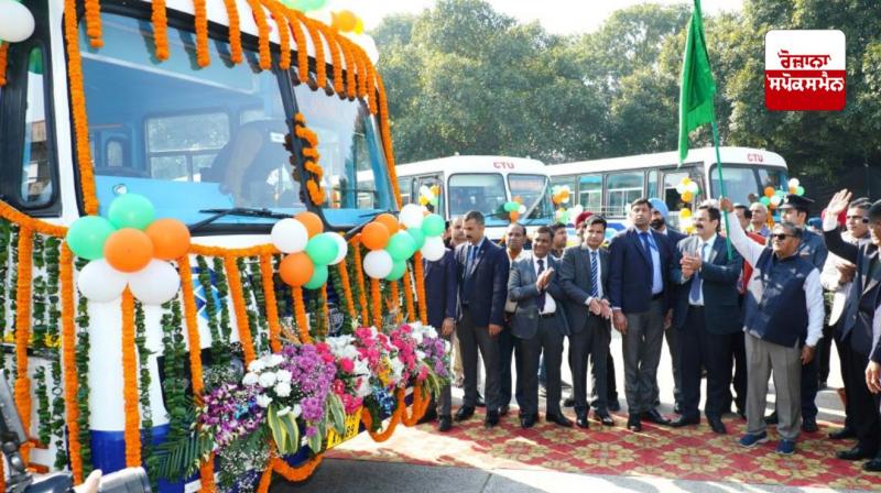 Administrator Gulabchand Kataria gave green signal to 60 new buses of CTU in Chandigarh. Administrator Gulabchand Kataria gave green signal to 60 new buses of CTU in Chandigarh.