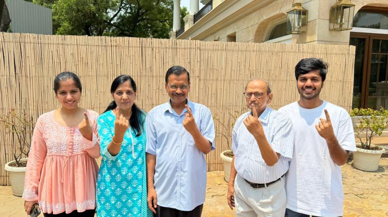 Arvind Kejriwal voted along with his family Arvind Kejriwal voted along with his family