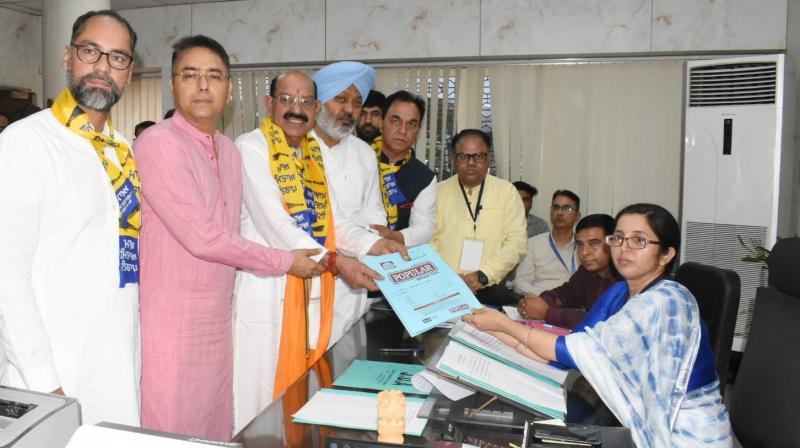 AAP candidate Mohinder Bhagat filed nomination for Jalandhar West by-election AAP candidate Mohinder Bhagat filed nomination for Jalandhar West by-election