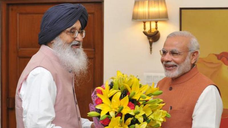 Parkash Singh Badal with Narendra Modi