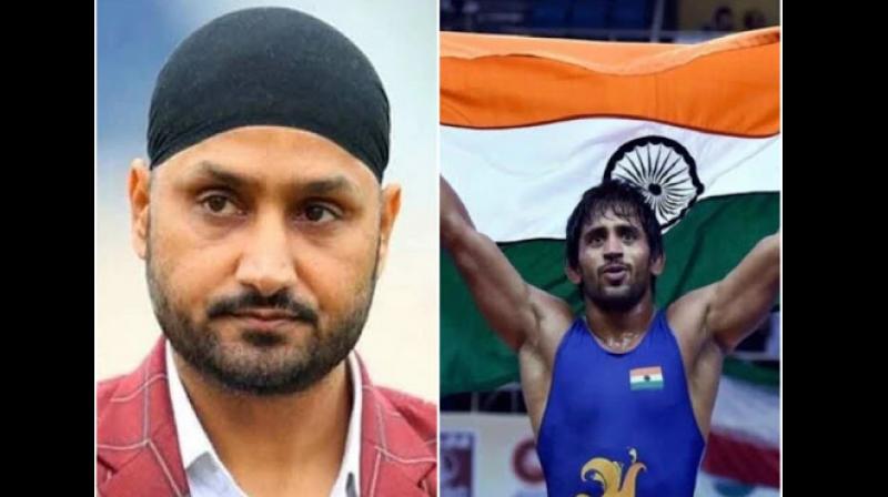 Harbhajan singh and Bajrang Punia Harbhajan singh and Bajrang Punia