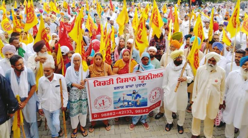 protest of Kirti Kisan Union regarding demands regarding deepening water crisis in Punjab