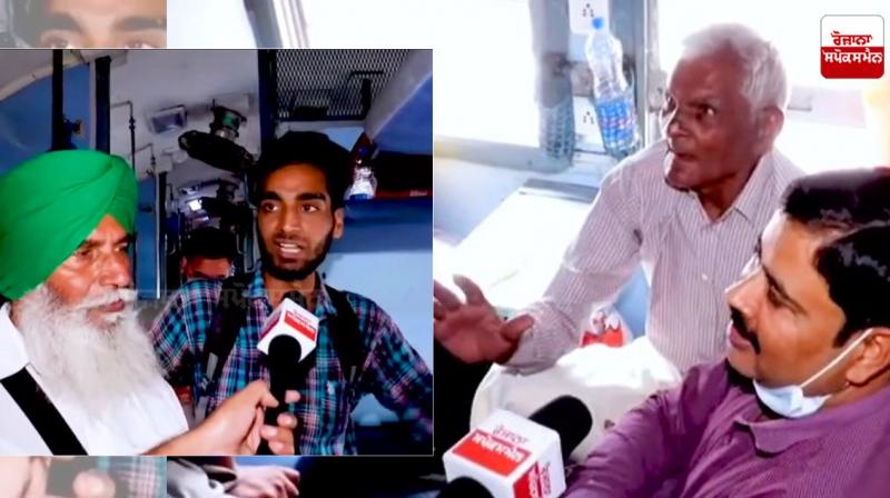Farmers stop train in Sirhind Farmers stop train in Sirhind