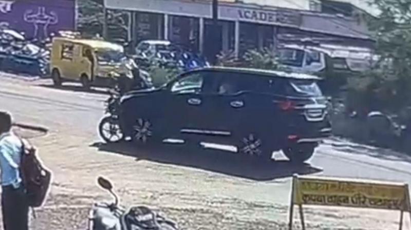 Former CM Digvijay Singh's car hit a bike rider Former CM Digvijay Singh's car hit a bike rider
