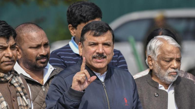 AAP MP Sanjay Singh demands confiscation of Adani’s passport AAP MP Sanjay Singh demands confiscation of Adani’s passport