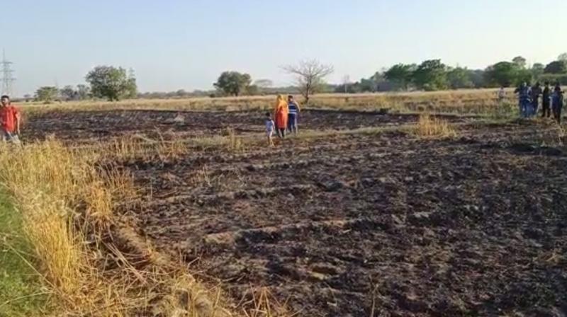 Farmers' wheat burnt due to fire