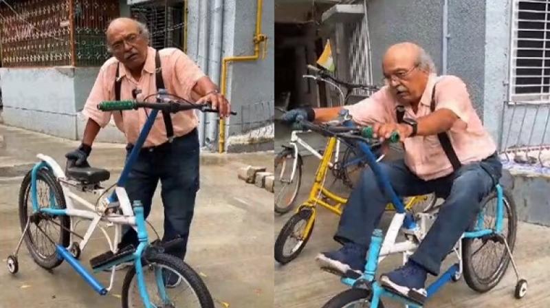 Gujrat News: An example of hobby and passion, the old man made a unique bicycle Gujrat News: An example of hobby and passion, the old man made a unique bicycle