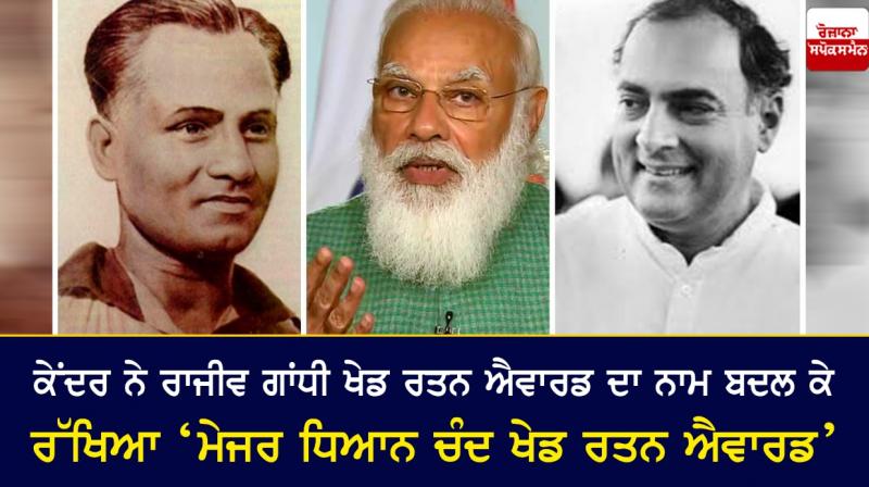 Center names Rajiv Gandhi Khel Ratna Award 'Major Dhyan Chand Khel Ratna Award' Center names Rajiv Gandhi Khel Ratna Award 'Major Dhyan Chand Khel Ratna Award'