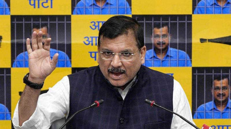 Sanjay Singh claims senior BJP leaders ‘conspired’ to put Arvind Kejriwal behind bars