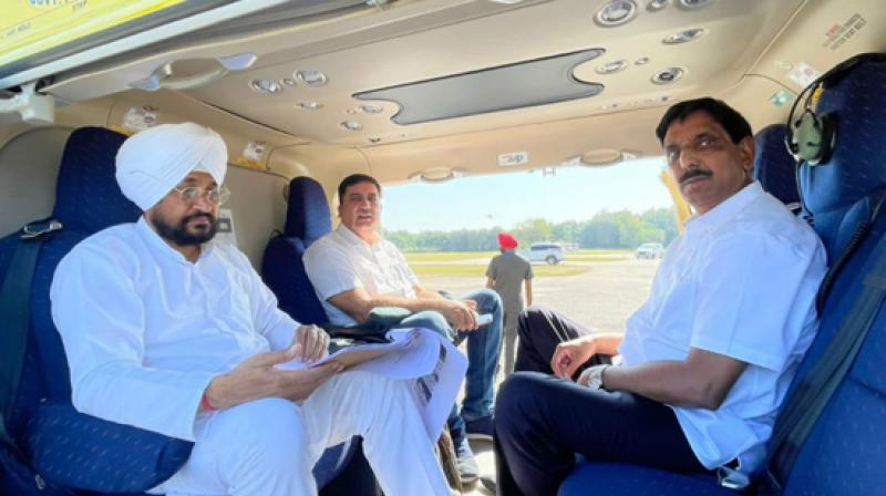 CM Channi with Mustafa and Harish Chaudhary CM Channi with Mustafa and Harish Chaudhary