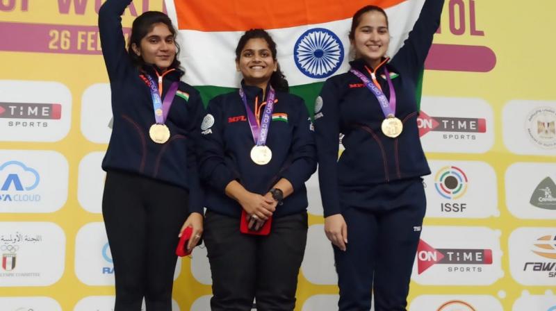 Indian women's 25m pistol team to fight for gold in ISSF World Cup Indian women's 25m pistol team to fight for gold in ISSF World Cup