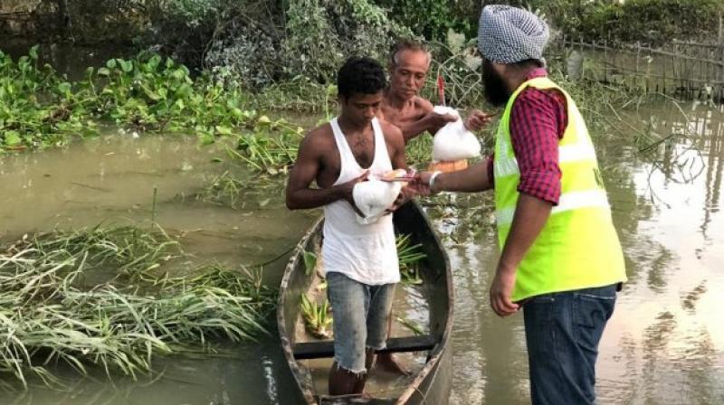 Khalsa aid helped assam people suffering from flood