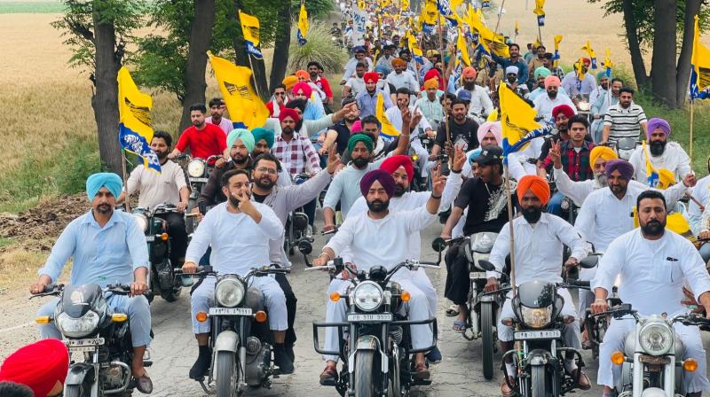 Aam Aadmi Party's bike rally in Lok Sabha constituency Faridkot Aam Aadmi Party's bike rally in Lok Sabha constituency Faridkot