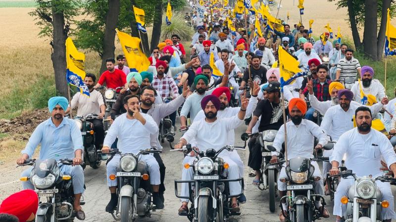 Aam Aadmi Party's bike rally in Lok Sabha constituency Faridkot