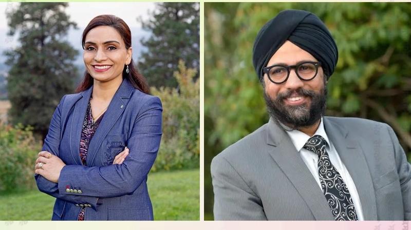 British Columbia's first turban-wearing MLAs Amandeep Singh and Harvinder Kaur Sandhu became parliamentary secretaries