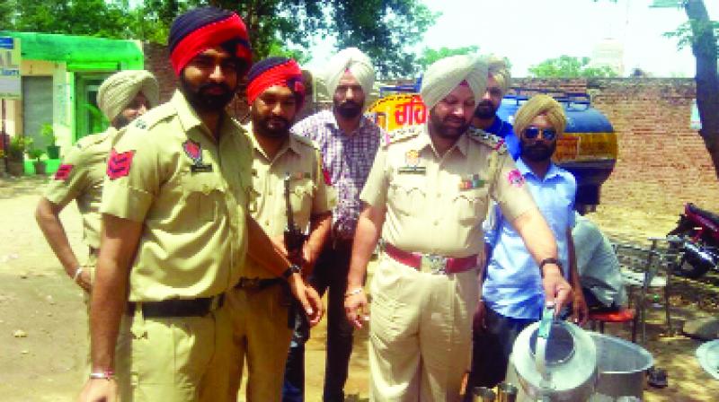 SHO And Others Serving Chhabil In Mullanpur 