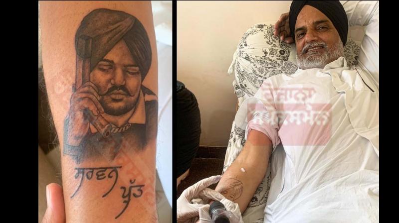 Late singer Sidhu Moosewala's father made a tattoo of his son on his arm