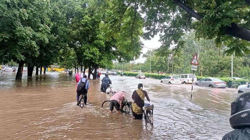 Roads in Chandigarh submerged during heavy rains