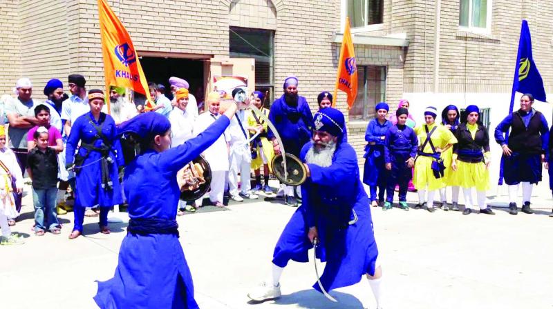 Sikhs During Playing Gatka