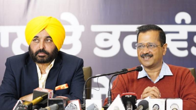 Arvind Kejriwal and Bhagwant Mann Arvind Kejriwal and Bhagwant Mann