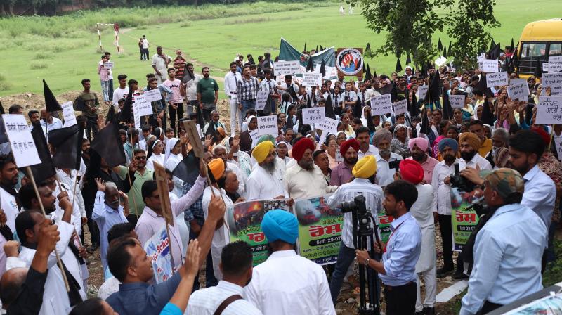 Protest by Christian community at Dhariwal against Manipur incident Protest by Christian community at Dhariwal against Manipur incident