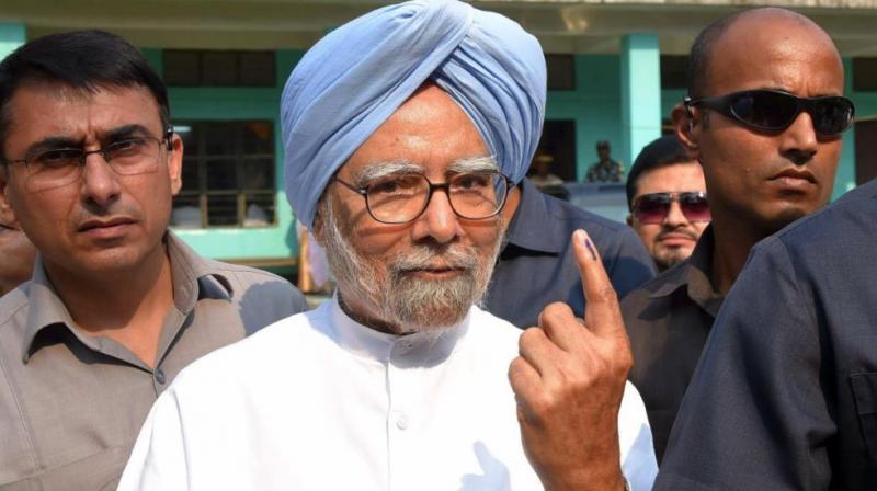 Former PM Dr. Manmohan Singh casts his vote in Assam