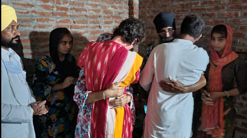 Priyanka Gandhi meet families of farmers killed in Lakhimpur Priyanka Gandhi meet families of farmers killed in Lakhimpur