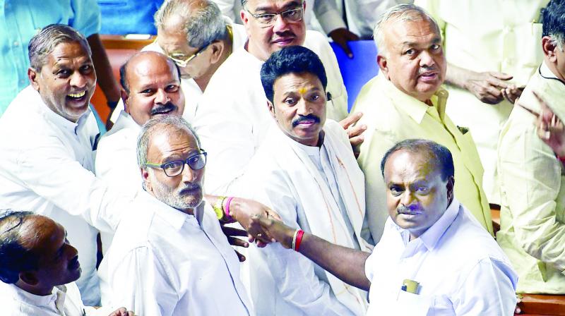 KumaraSwamy with other Party members KumaraSwamy with other Party members