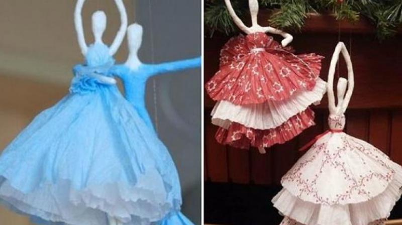 Make colorful ballerina dolls with tissue paper
