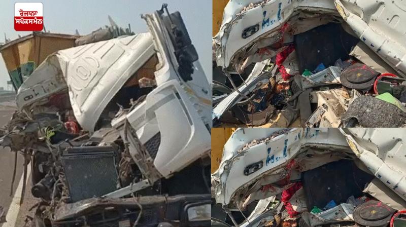A high-speed truck hit the trala from behind Haryana news in punjabi A high-speed truck hit the trala from behind Haryana news in punjabi