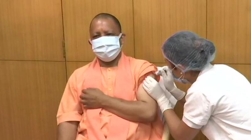 Uttar Pradesh CM Yogi Adityanath receives first dose of COVID-19 vaccine Uttar Pradesh CM Yogi Adityanath receives first dose of COVID-19 vaccine