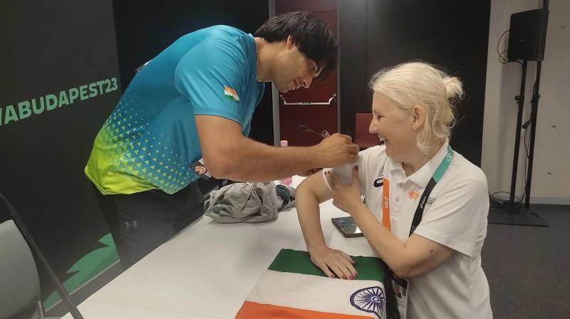 Neeraj Chopra Displays Class Act After Refusing Hungarian Lady For Autograph On Indian Flag