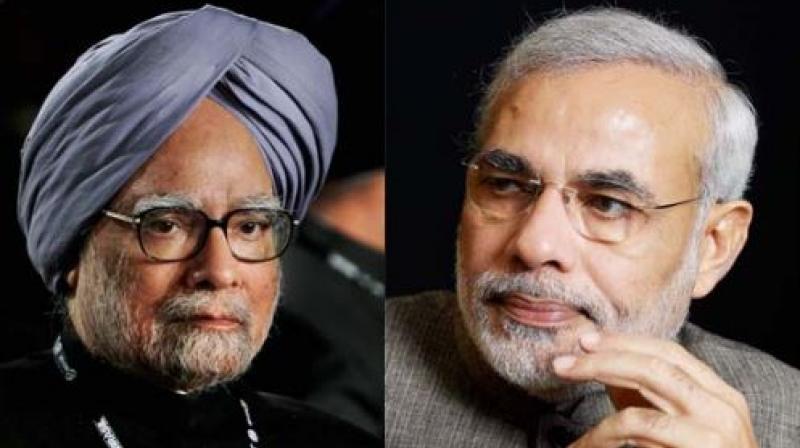 Narendra Modi and Manmohan Singh Narendra Modi and Manmohan Singh