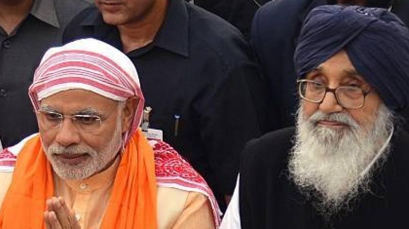 Narendra modi And parkash Singh badal 