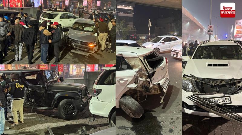 Four vehicles collided in Ludhiana Four vehicles collided in Ludhiana