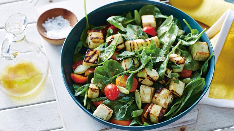 paneer and spinach salad paneer and spinach salad