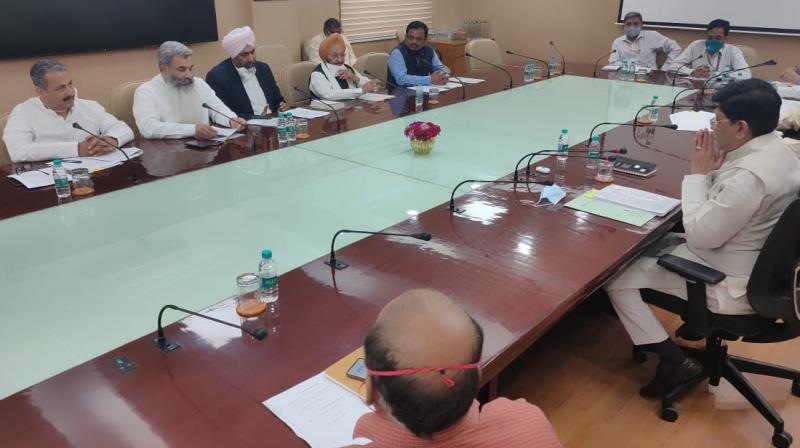 Piyush Goyal in a meeting with Punjab ministers 