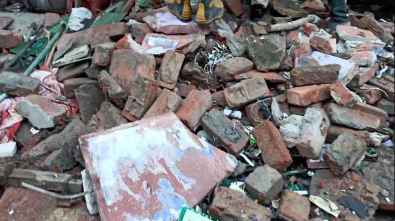 A two-storied building collapsed in Delhi A two-storied building collapsed in Delhi
