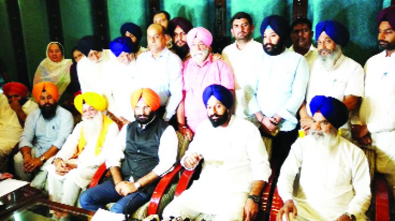 Addressing the press conference Bikram Singh Majithia and others Addressing the press conference Bikram Singh Majithia and others