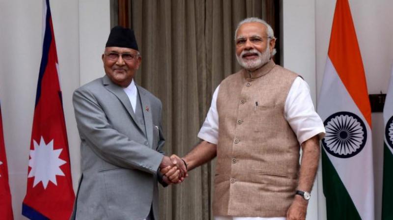 Narendra Modi and K. P. Sharma Oli