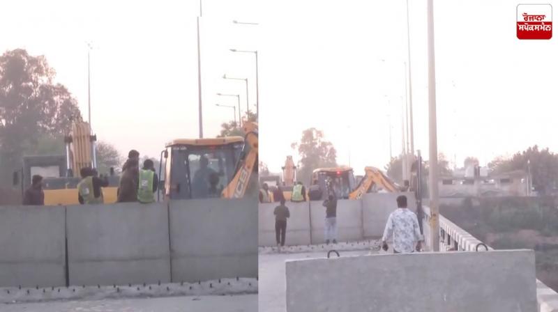 Haryana government starts breaking cement slabs at Shambhu border Latest News in Punjabi Haryana government starts breaking cement slabs at Shambhu border Latest News in Punjabi