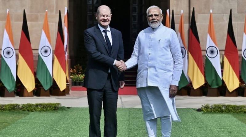 German Chancellor Olaf Scholz met Prime Minister Narendra Modi at Hyderabad House German Chancellor Olaf Scholz met Prime Minister Narendra Modi at Hyderabad House