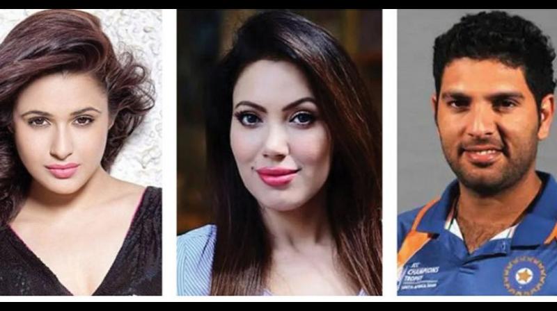 Yuvraj Singh, Munmun Dutta and Yuvika Chaudhary Yuvraj Singh, Munmun Dutta and Yuvika Chaudhary